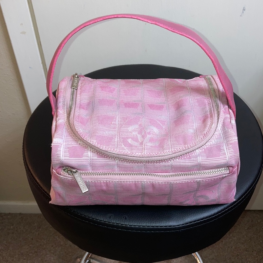 CHANEL Pink Travel Line Vanity Cosmetic Bag